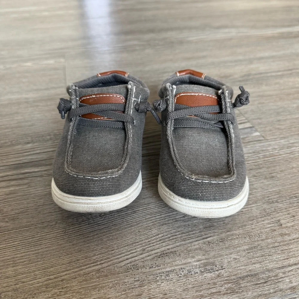 Max + Jake Buddy Toddler Slip On Shoes Size 7M Gray Canvas Casual Boat Shoe